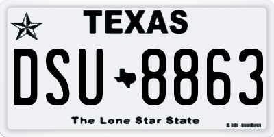 TX license plate DSU8863