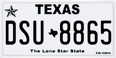 TX license plate DSU8865