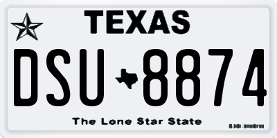 TX license plate DSU8874