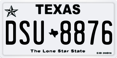 TX license plate DSU8876