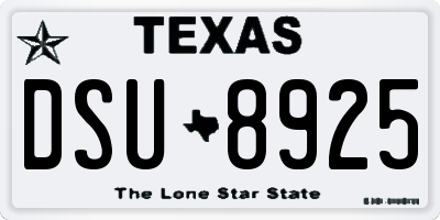 TX license plate DSU8925