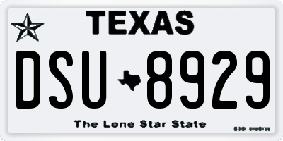 TX license plate DSU8929