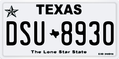 TX license plate DSU8930