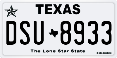 TX license plate DSU8933