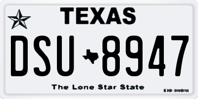 TX license plate DSU8947