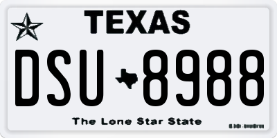 TX license plate DSU8988