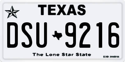 TX license plate DSU9216