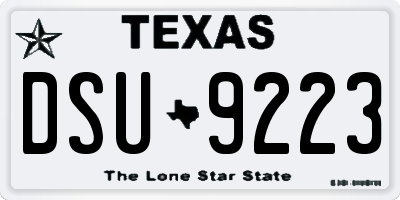 TX license plate DSU9223
