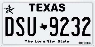 TX license plate DSU9232