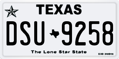 TX license plate DSU9258