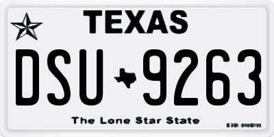 TX license plate DSU9263