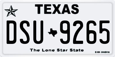 TX license plate DSU9265