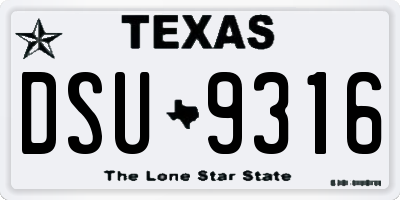 TX license plate DSU9316