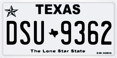 TX license plate DSU9362
