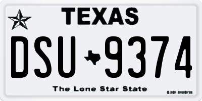 TX license plate DSU9374