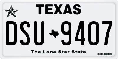 TX license plate DSU9407