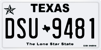 TX license plate DSU9481