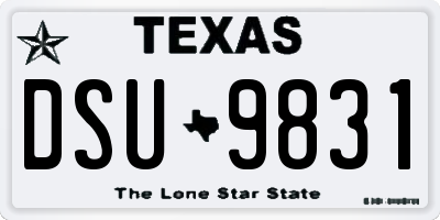 TX license plate DSU9831