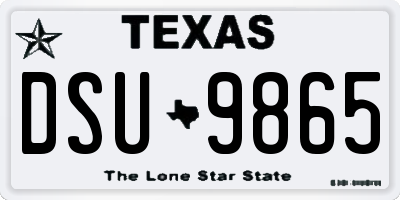 TX license plate DSU9865
