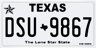 TX license plate DSU9867