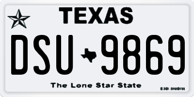 TX license plate DSU9869