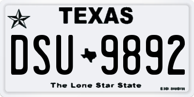 TX license plate DSU9892