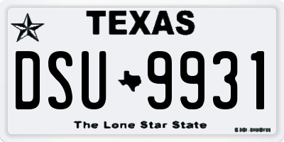 TX license plate DSU9931