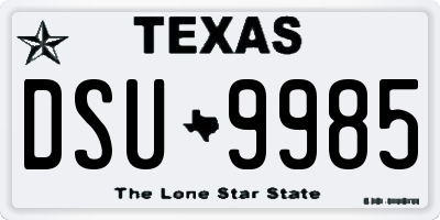 TX license plate DSU9985