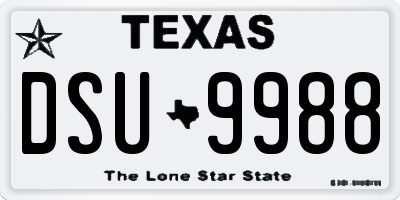 TX license plate DSU9988