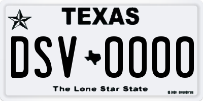 TX license plate DSV0000