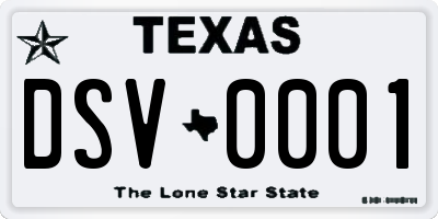 TX license plate DSV0001