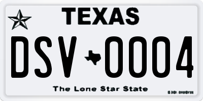 TX license plate DSV0004