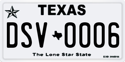 TX license plate DSV0006