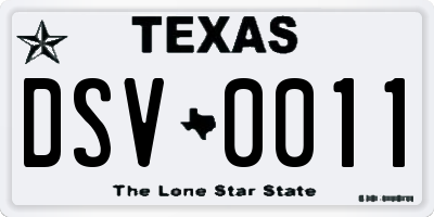 TX license plate DSV0011