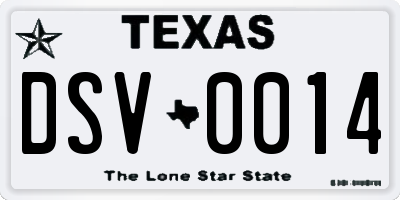 TX license plate DSV0014