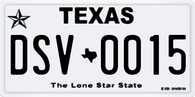 TX license plate DSV0015