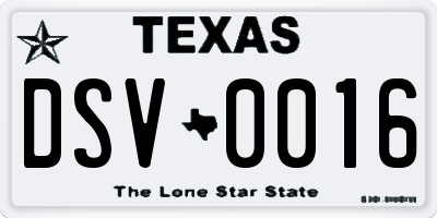 TX license plate DSV0016