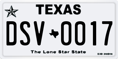 TX license plate DSV0017