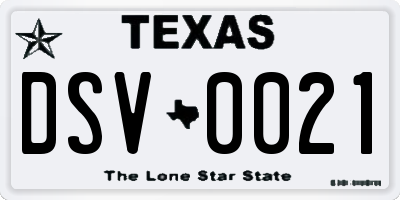 TX license plate DSV0021