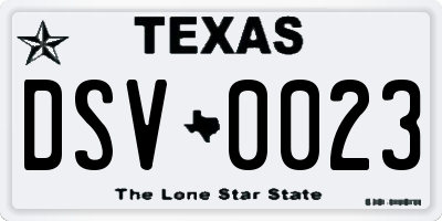 TX license plate DSV0023
