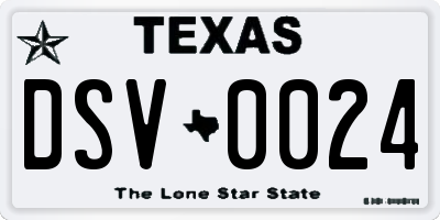 TX license plate DSV0024