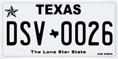 TX license plate DSV0026