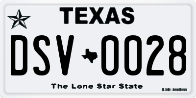 TX license plate DSV0028