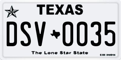 TX license plate DSV0035