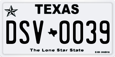 TX license plate DSV0039
