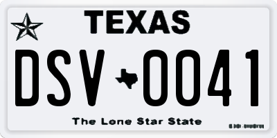 TX license plate DSV0041
