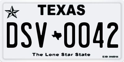 TX license plate DSV0042