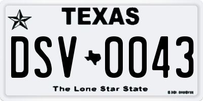 TX license plate DSV0043