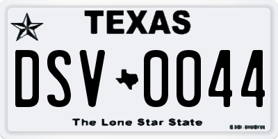 TX license plate DSV0044