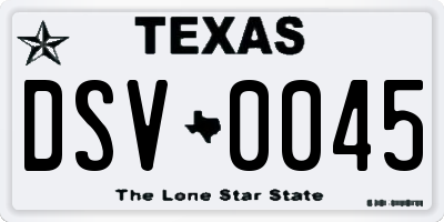TX license plate DSV0045